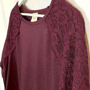 Knox Rose Burgundy Wine Waffle Knit Top Medium